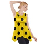 Polka Dots - Black on Gold Yellow Side Drop Tank Tunic