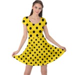 Polka Dots - Black on Gold Yellow Cap Sleeve Dress