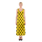 Polka Dots - Black on Gold Yellow Full Print Maxi Dress