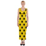 Polka Dots - Black on Gold Yellow Fitted Maxi Dress