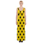 Polka Dots - Black on Gold Yellow Maxi Thigh Split Dress