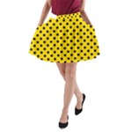 Polka Dots - Black on Gold Yellow A-Line Pocket Skirt