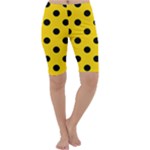 Polka Dots - Black on Gold Yellow Cropped Leggings