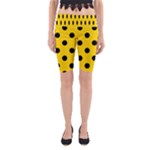 Polka Dots - Black on Gold Yellow Yoga Cropped Leggings