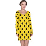 Polka Dots - Black on Gold Yellow Long Sleeve Nightdress