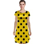 Polka Dots - Black on Gold Yellow Cap Sleeve Nightdress