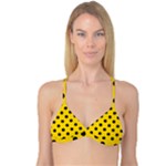 Polka Dots - Black on Gold Yellow Reversible Tri Bikini Top