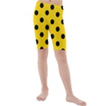 Polka Dots - Black on Gold Yellow Kid s Mid Length Swim Shorts