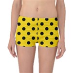 Polka Dots - Black on Gold Yellow Reversible Boyleg Bikini Bottoms