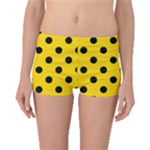 Polka Dots - Black on Gold Yellow Boyleg Bikini Bottoms