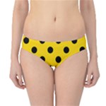 Polka Dots - Black on Gold Yellow Hipster Bikini Bottoms