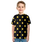 Polka Dots - Banana Yellow on Black Kid s Sport Mesh Tee