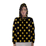 Polka Dots - Banana Yellow on Black Hooded Wind Breaker (Women)