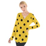 Polka Dots - Black on Deep Lemon Yellow Women s Tie Up Tee