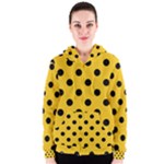 Polka Dots - Black on Deep Lemon Yellow Women s Zipper Hoodie