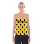 Polka Dots - Black on Deep Lemon Yellow Spaghetti Strap Top