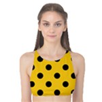 Polka Dots - Black on Deep Lemon Yellow Tank Bikini Top