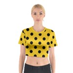 Polka Dots - Black on Deep Lemon Yellow Cotton Crop Top