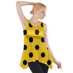 Polka Dots - Black on Deep Lemon Yellow Side Drop Tank Tunic