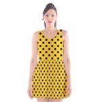 Polka Dots - Black on Deep Lemon Yellow Scoop Neck Skater Dress