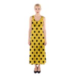 Polka Dots - Black on Deep Lemon Yellow Full Print Maxi Dress