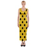 Polka Dots - Black on Deep Lemon Yellow Fitted Maxi Dress