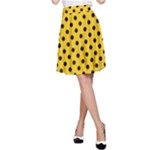 Polka Dots - Black on Deep Lemon Yellow A-Line Skirt