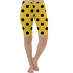 Polka Dots - Black on Deep Lemon Yellow Cropped Leggings