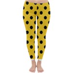 Polka Dots - Black on Deep Lemon Yellow Winter Leggings