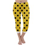 Polka Dots - Black on Deep Lemon Yellow Capri Winter Leggings