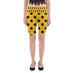 Polka Dots - Black on Deep Lemon Yellow Yoga Cropped Leggings