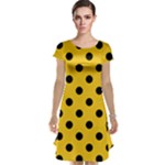 Polka Dots - Black on Deep Lemon Yellow Cap Sleeve Nightdress