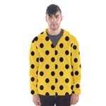 Polka Dots - Black on Deep Lemon Yellow Hooded Wind Breaker (Men)