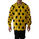 Polka Dots - Black on Deep Lemon Yellow Hooded Wind Breaker (Kids)