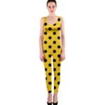 Polka Dots - Black on Deep Lemon Yellow OnePiece Catsuit