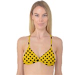 Polka Dots - Black on Deep Lemon Yellow Reversible Tri Bikini Top