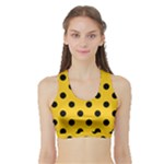 Polka Dots - Black on Deep Lemon Yellow Women s Sports Bra with Border