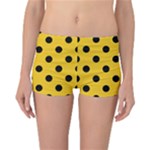 Polka Dots - Black on Deep Lemon Yellow Reversible Boyleg Bikini Bottoms