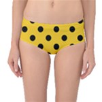 Polka Dots - Black on Deep Lemon Yellow Mid-Waist Bikini Bottoms