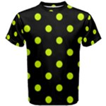 Polka Dots - Fluorescent Yellow on Black Men s Cotton Tee