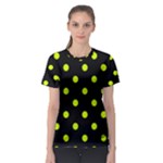 Polka Dots - Fluorescent Yellow on Black Women s Sport Mesh Tee