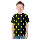 Polka Dots - Fluorescent Yellow on Black Kid s Cotton Tee