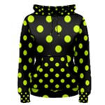 Polka Dots - Fluorescent Yellow on Black Women s Pullover Hoodie