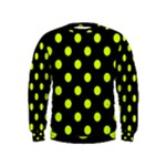 Polka Dots - Fluorescent Yellow on Black Kid s Sweatshirt