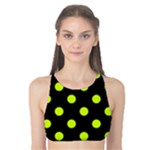 Polka Dots - Fluorescent Yellow on Black Tank Bikini Top