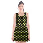 Polka Dots - Fluorescent Yellow on Black Scoop Neck Skater Dress