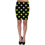 Polka Dots - Fluorescent Yellow on Black Bodycon Skirt