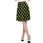 Polka Dots - Fluorescent Yellow on Black A-Line Skirt