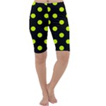 Polka Dots - Fluorescent Yellow on Black Cropped Leggings