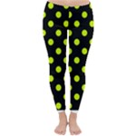 Polka Dots - Fluorescent Yellow on Black Winter Leggings